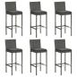 Preview: ARDEBO.de - Barhocker mit Kissen 6 Stk. Grau Poly Rattan