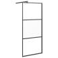Preview: Duschwand für Walk-In Dusche 90x195 cm ESG Halbmattiert Schwarz