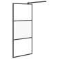 Preview: Duschwand für Walk-In Dusche 90x195 cm ESG Halbmattiert Schwarz
