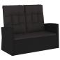Preview: Gartenbank mit Liegefunktion & Kissen Schwarz 118cm Poly Rattan