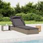 Preview: ARDEBO.de - Sonnenliege mit Faltdach Grau 213x63x97 cm Poly Rattan