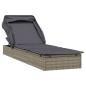Preview: Sonnenliege mit Faltdach Grau 213x63x97 cm Poly Rattan