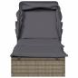 Preview: Sonnenliege mit Faltdach Grau 213x63x97 cm Poly Rattan