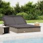 Preview: ARDEBO.de - 2-Personen-Sonnenliege mit Dach Grau 213x118x97 Poly Rattan