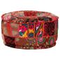 Preview: Patchwork Sitzpouf Rund Baumwolle Handgefertigt 40x20 cm Rot
