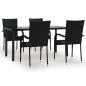 Preview: 5-tlg. Garten-Essgruppe Schwarz Poly Rattan