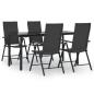 Preview: 5-tlg. Garten-Essgruppe Schwarz Poly Rattan