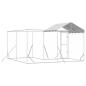 Preview: Outdoor-Hundezwinger mit Dach Silbern 4x4x2,5m Verzinkter Stahl