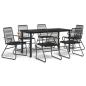 Preview: 7-tlg. Garten-Essgruppe Schwarz PVC-Rattan
