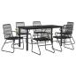 Preview: 7-tlg. Garten-Essgruppe Schwarz PVC-Rattan