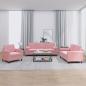 Preview: ARDEBO.de - 3-tlg. Sofagarnitur mit Kissen Rosa Samt