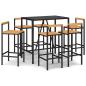 Preview: 7-tlg. Gartenbar-Set Schwarz Poly Rattan & Massivholz Akazie