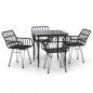Preview: 5-tlg. Garten-Essgruppe Schwarz Poly Rattan