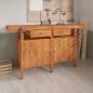 Preview: ARDEBO.de - Werkbank mit Schubladen Schraubstöcken 162x62x83 cm Akazienholz