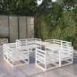 Preview: ARDEBO.de - 8-tlg. Garten-Lounge-Set Weiß Massivholz Kiefer
