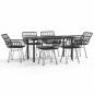 Preview: 7-tlg. Garten-Essgruppe Schwarz Poly Rattan