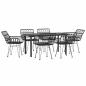 Preview: 7-tlg. Garten-Essgruppe Schwarz Poly Rattan