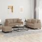 Preview: ARDEBO.de - 3-tlg. Sofagarnitur mit Kissen Cappuccino-Braun Kunstleder