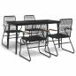 Preview: 5-tlg. Garten-Essgruppe Schwarz PVC Rattan