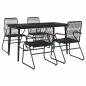 Preview: 5-tlg. Garten-Essgruppe Schwarz PVC Rattan