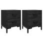 Preview: Nachttische 2 Stk. Schwarz 36x30x45 cm Massivholz Kiefer