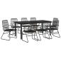 Preview: 9-tlg. Garten-Essgruppe Schwarz PVC Rattan