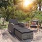 Preview: ARDEBO.de - Sonnenliege mit Dunkelgrauer Auflage Poly Rattan Grau