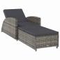 Preview: Sonnenliege mit Dunkelgrauer Auflage Poly Rattan Grau