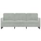 Preview: 3-Sitzer-Sofa Hellgrau 180 cm Samt