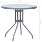 Preview: Gartentisch Hellgrau 80 cm Stahl und Glas