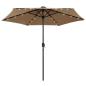 Preview: ARDEBO.de - Sonnenschirm mit LED-Beleuchtung und Alu-Mast 270 cm Taupe
