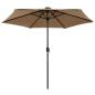 Preview: Sonnenschirm mit LED-Beleuchtung und Alu-Mast 270 cm Taupe