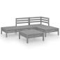 Preview: 5-tlg. Garten-Lounge-Set Massivholz Kiefer Grau