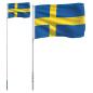 Preview: Flagge Schwedens mit Mast 5,5 m Aluminium