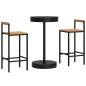 Preview: 3-tlg. Gartenbar-Set Schwarz Poly Rattan & Massivholz Akazie