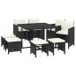 Preview: 9-tlg. Garten-Essgruppe mit Kissen Poly Rattan Schwarz