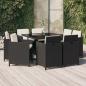 Preview: ARDEBO.de - 9-tlg. Garten-Essgruppe mit Auflagen Poly Rattan Schwarz