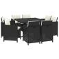 Preview: 9-tlg. Garten-Essgruppe mit Auflagen Poly Rattan Schwarz