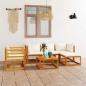 Preview: ARDEBO.de - 6-tlg. Garten-Lounge-Set mit Auflagen Creme Massivholz Akazie