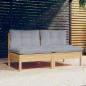 Preview: ARDEBO.de - 2-Sitzer-Gartensofa mit Grauen Kissen Massivholz Kiefer