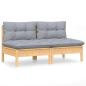Preview: 2-Sitzer-Gartensofa mit Grauen Kissen Massivholz Kiefer