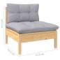 Preview: 2-Sitzer-Gartensofa mit Grauen Kissen Massivholz Kiefer