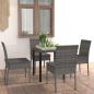 Preview: ARDEBO.de - 5-tlg. Garten-Essgruppe Poly Rattan Grau