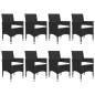 Preview: 9-tlg. Garten-Essgruppe Poly Rattan und Glas Schwarz