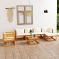 Preview: ARDEBO.de - 7-tlg. Garten-Lounge-Set mit Auflagen Creme Massivholz Akazie