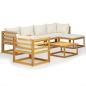 Preview: 7-tlg. Garten-Lounge-Set mit Auflagen Creme Massivholz Akazie