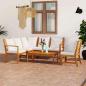 Preview: ARDEBO.de - 5-tlg. Garten-Lounge-Set mit Auflagen Creme Massivholz Akazie