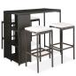 Preview: ARDEBO.de - 5-tlg. Gartenbar-Set mit Kissen Poly Rattan Braun