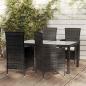 Preview: ARDEBO.de - 5-tlg. Garten-Essgruppe mit Kissen Poly Rattan Schwarz