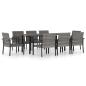 Preview: 9-tlg. Garten-Essgruppe Poly Rattan Grau